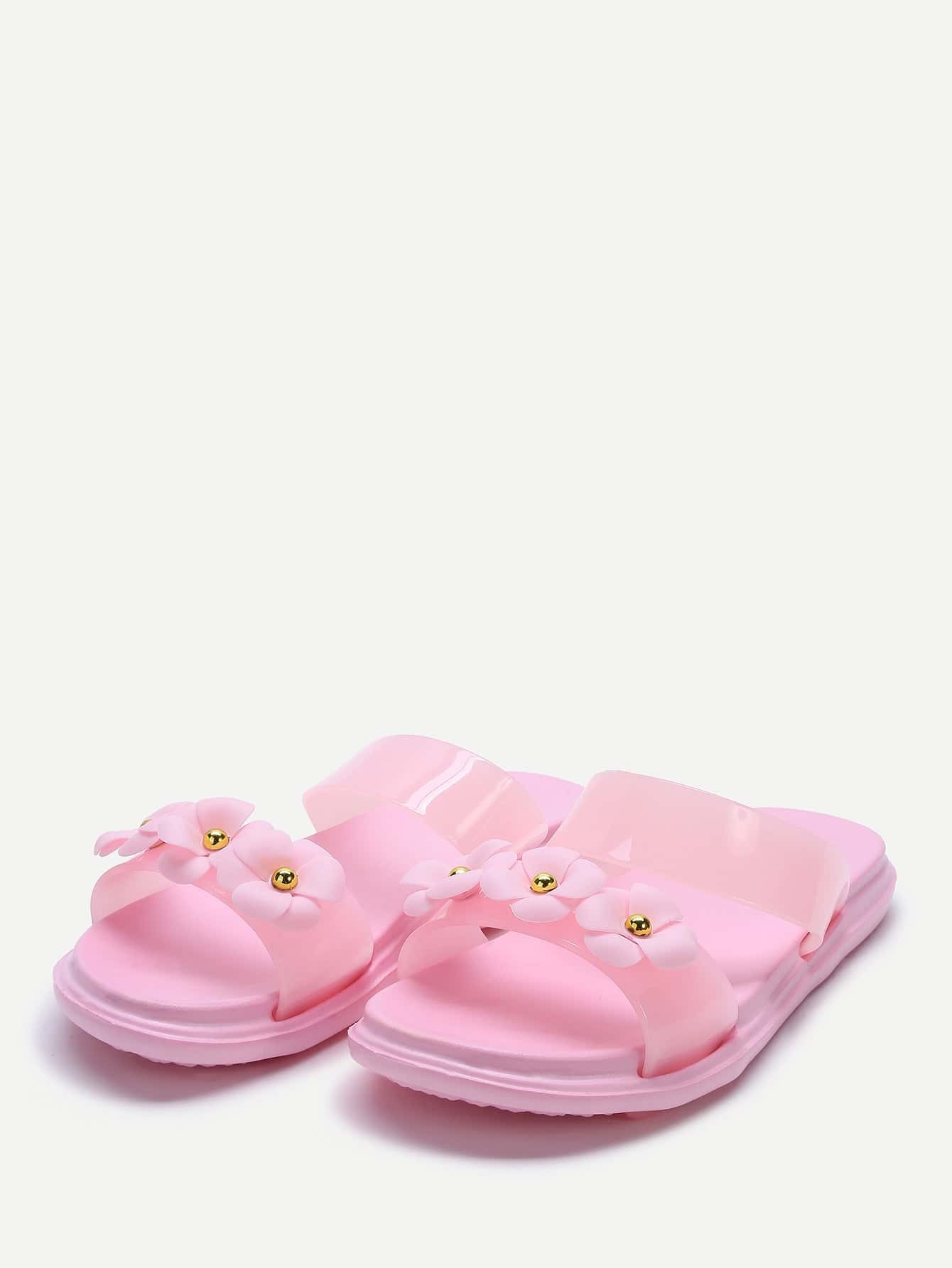 pink flower shoes pink flower design slip on sandals shein sheinside pink flower shoes pink flower design slip on sandals shein sheinside