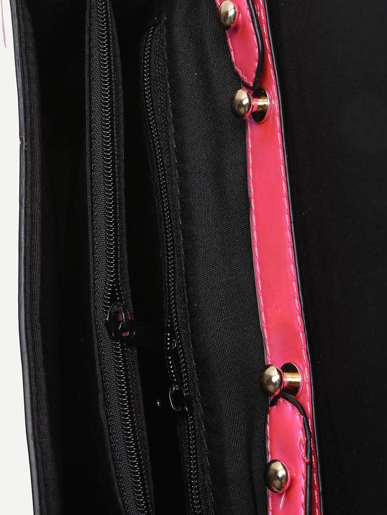 Hot Pink Metal Detail Crossbody Bag SheIn(Sheinside)