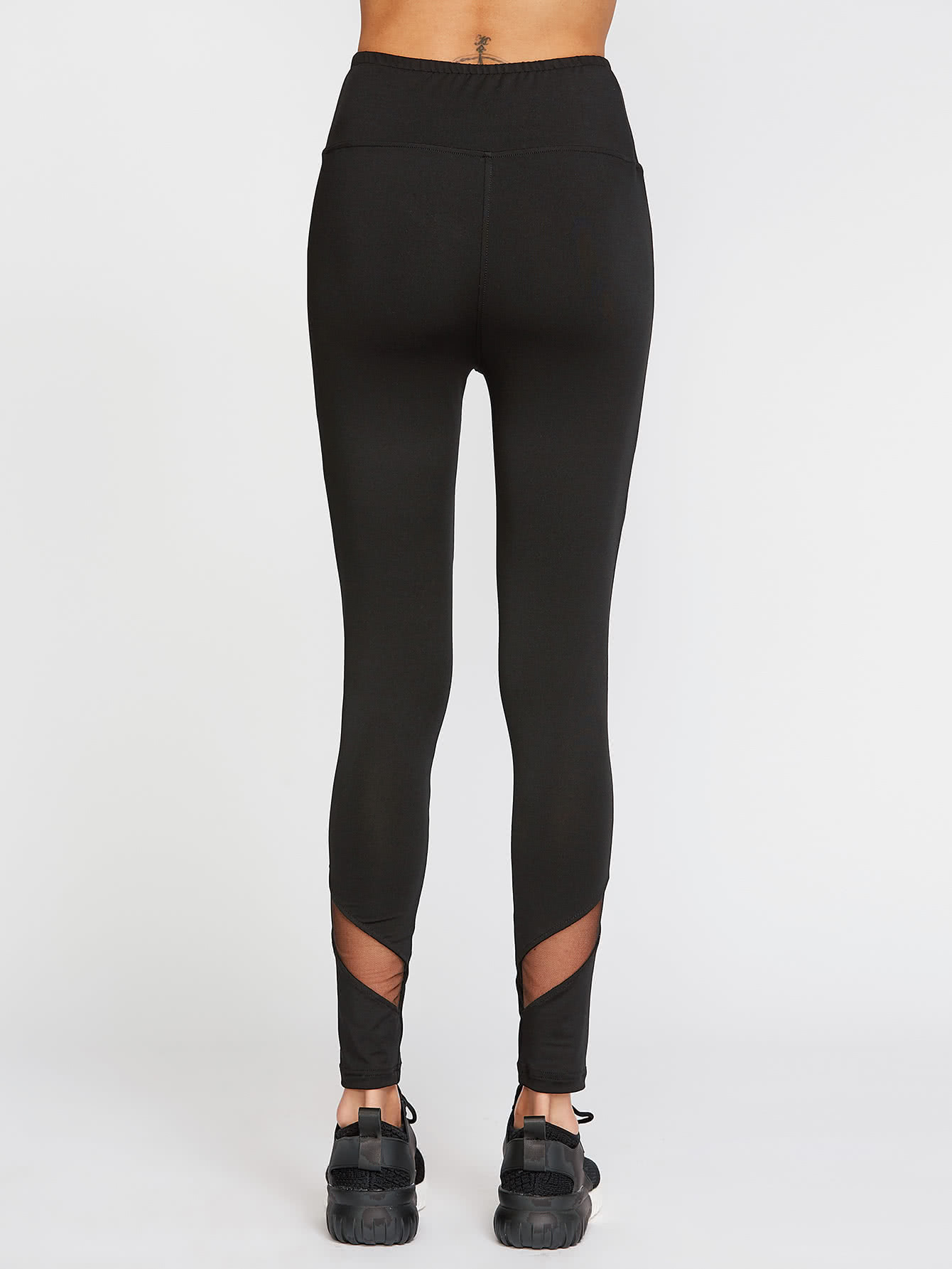 Sheer Mesh Insert Leggings SheIn(Sheinside)