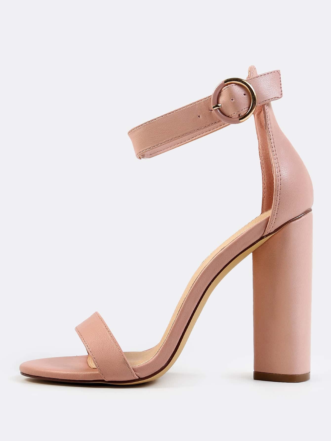 Basic Ankle Strap Triangle Heels DUSTY PINK SheIn(Sheinside)