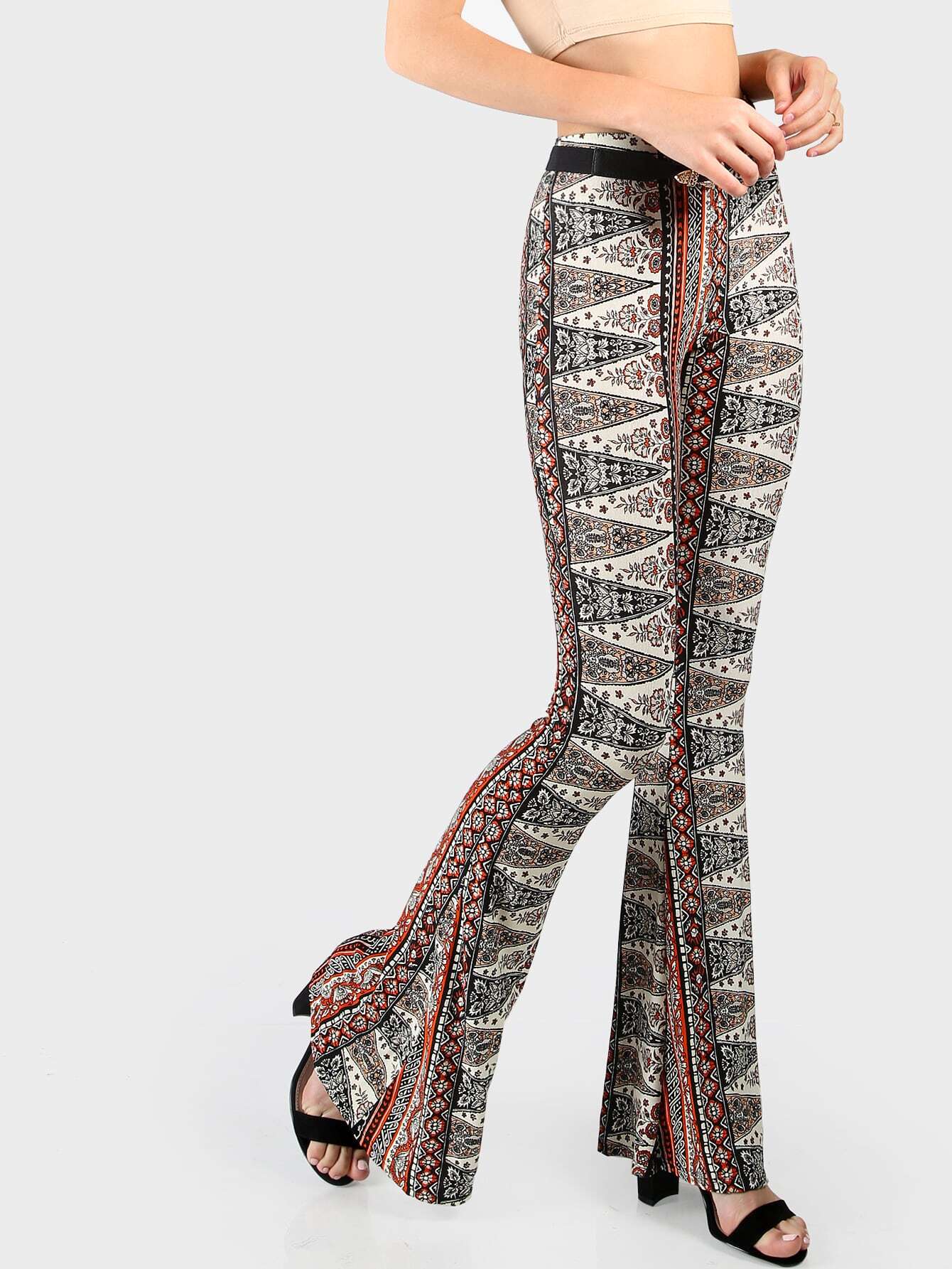 orange flare trousers