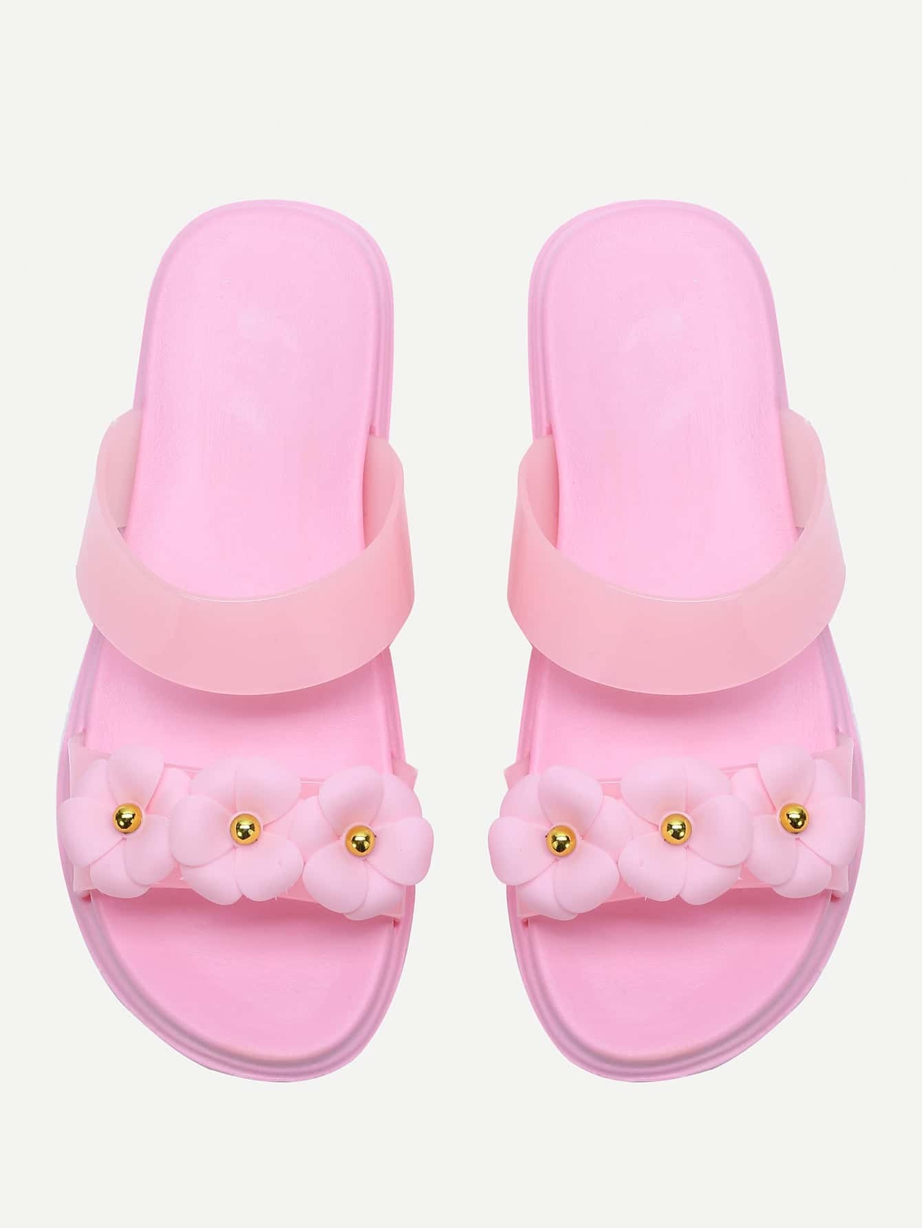 pink flower shoes pink flower design slip on sandals shein sheinside pink flower shoes pink flower design slip on sandals shein sheinside