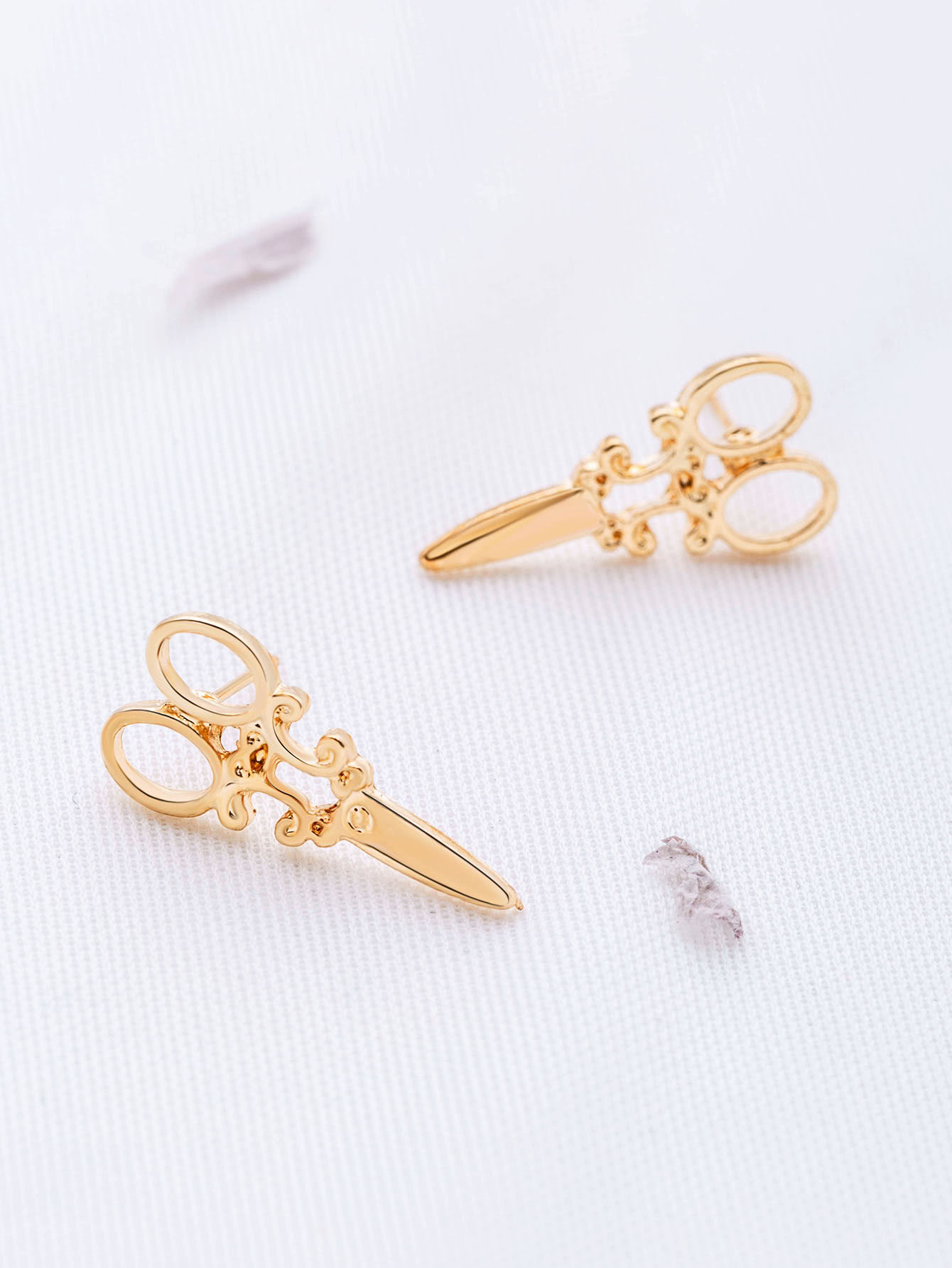 Gold Scissors Shaped Stud Earrings SheIn(Sheinside)