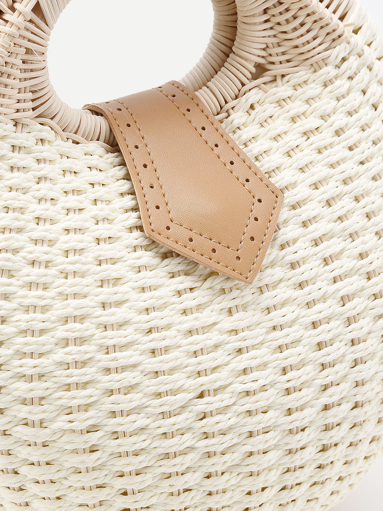 Ring Handle Straw Beach Bag SheIn(Sheinside)