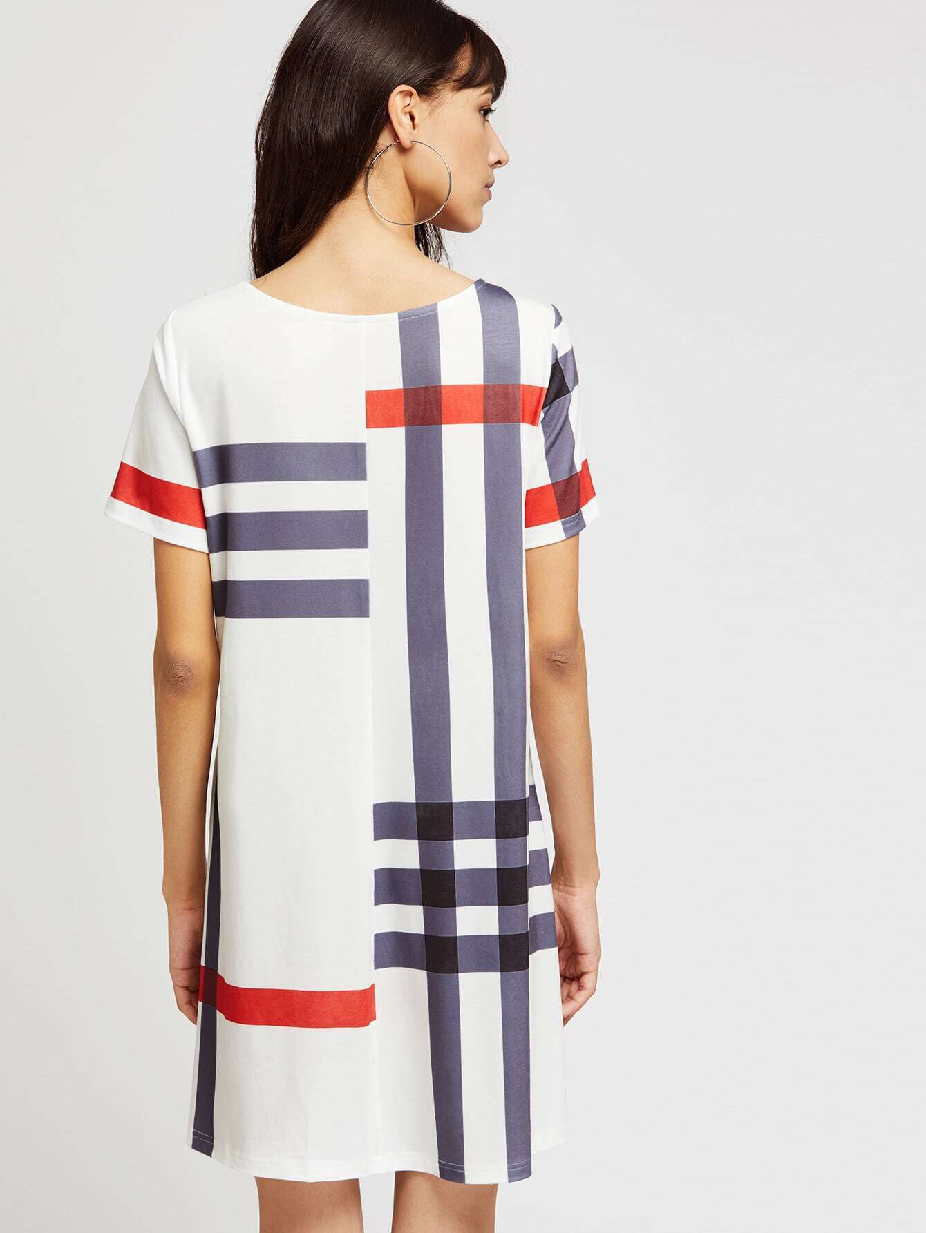 Multicheckered Tee Dress SheIn(Sheinside)