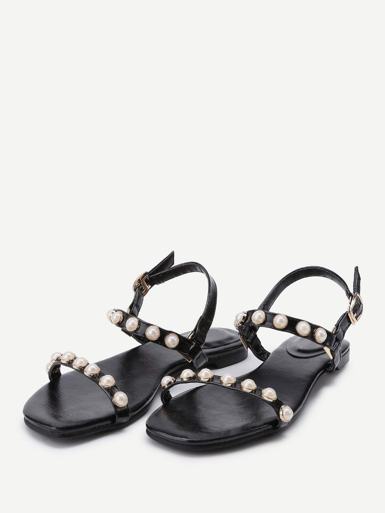 pearl flat sandals faux pearl design flat sandals shein sheinside pearl flat sandals faux pearl design flat sandals shein sheinside