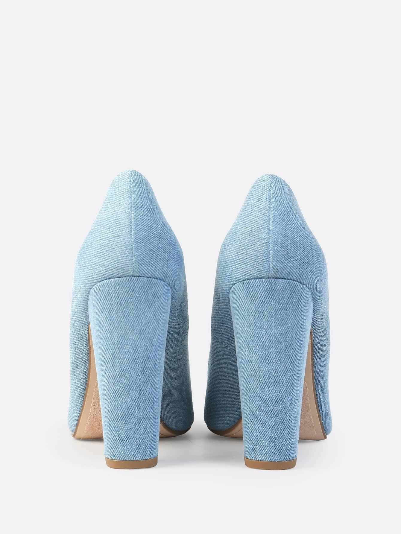 denim chunky heels