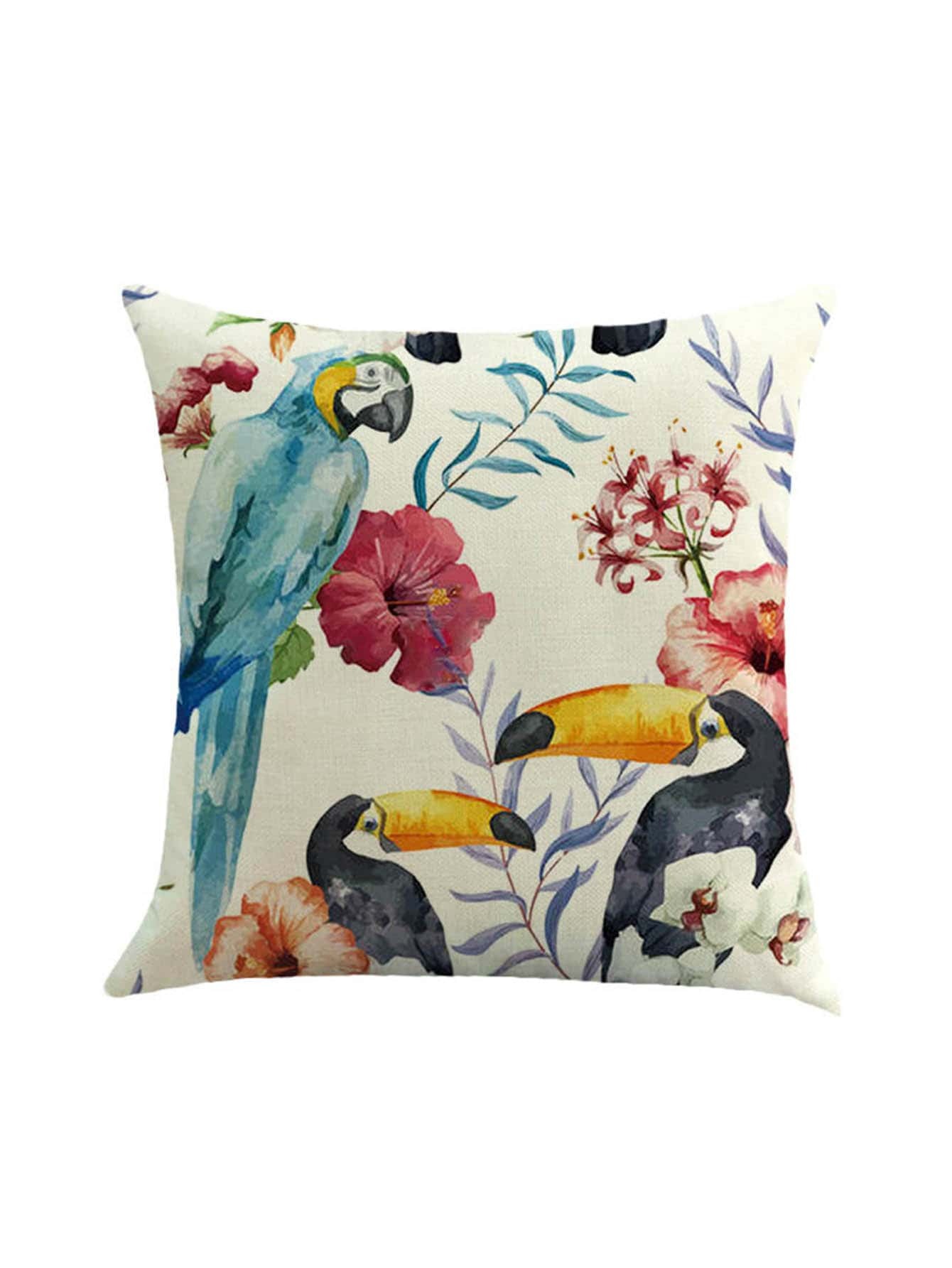 Bird Print Cushion Cover SheIn(Sheinside)