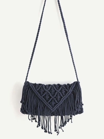 bags crossbody bags crossbody bags vacation nylon black tassel crochet ...
