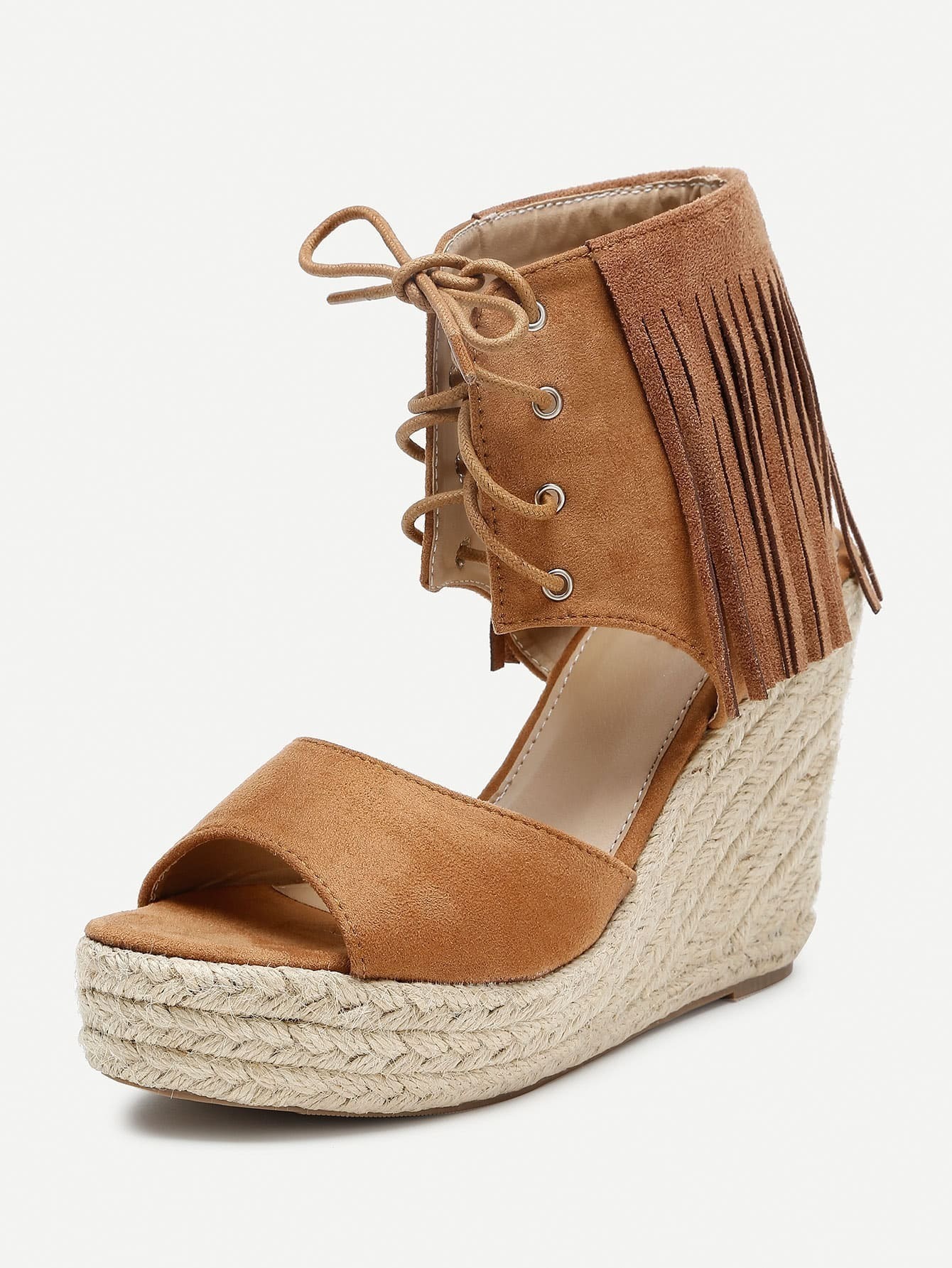 fringe lace up sandals
