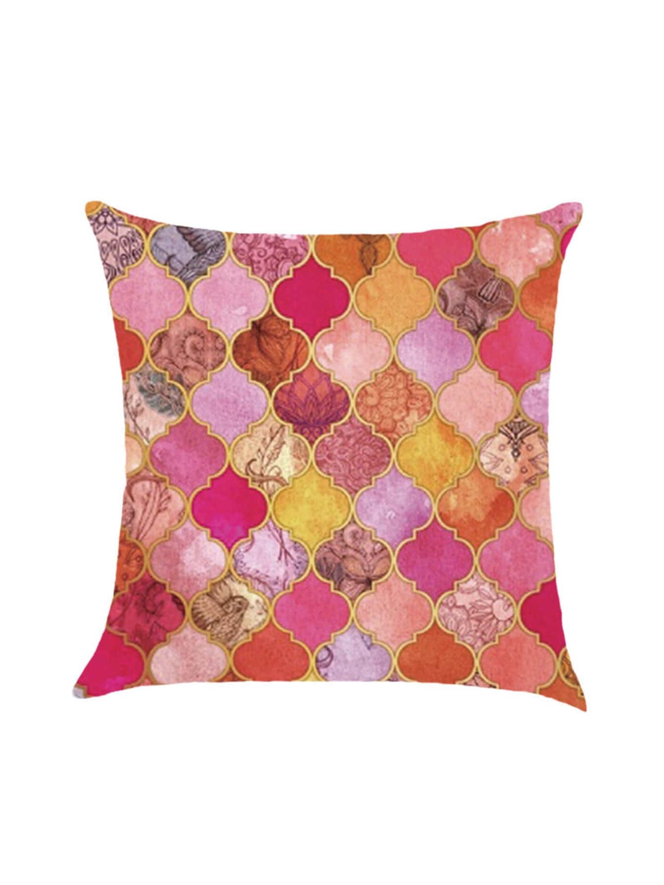 Patchwork Print Pillowcase Cover SheIn(Sheinside)