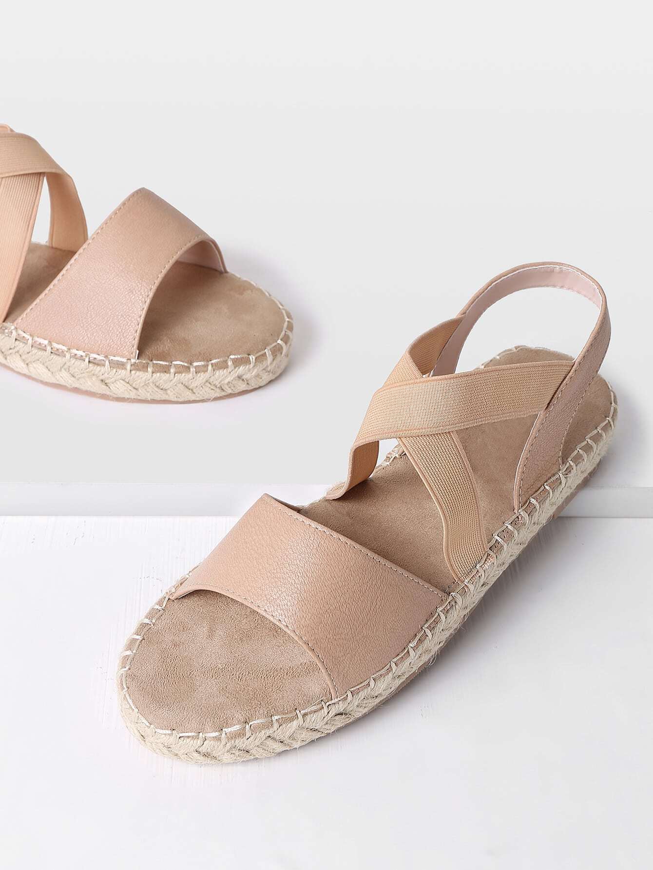 Criss Cross Strap Woven Sandals SheIn(Sheinside)