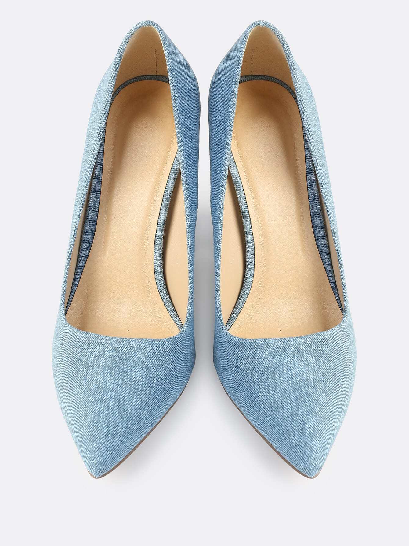 denim chunky heels