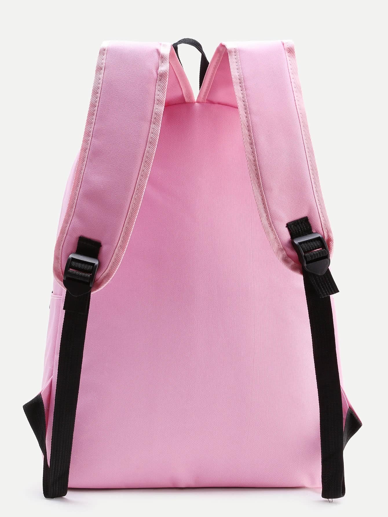 Metallic Diamond Patch Pocket Front Backpack SheIn(Sheinside)