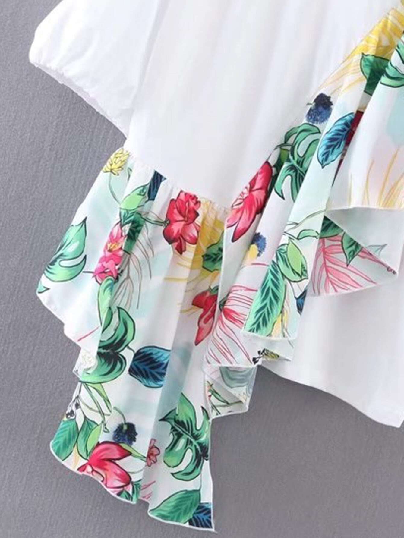floral print ruffle trim top shein sheinside floral print ruffle trim top shein sheinside