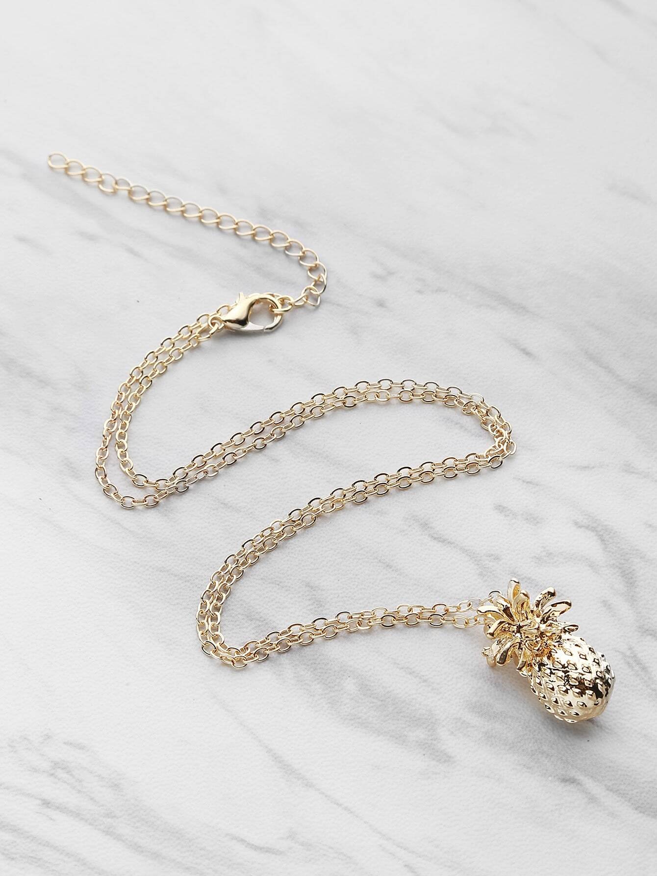 Pineapple Shaped Pendant Chain Necklace pineapple shaped pu bag