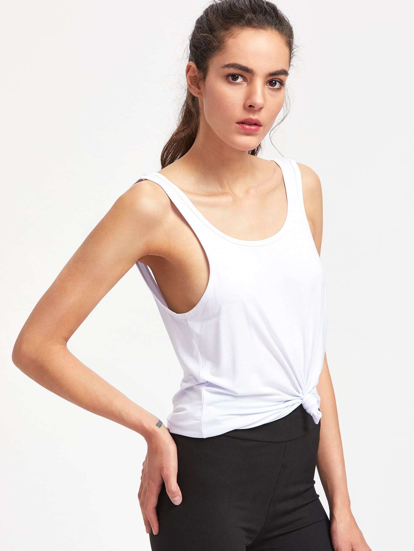 Low Back Tank Top With Dropped Armhole SheIn(Sheinside)