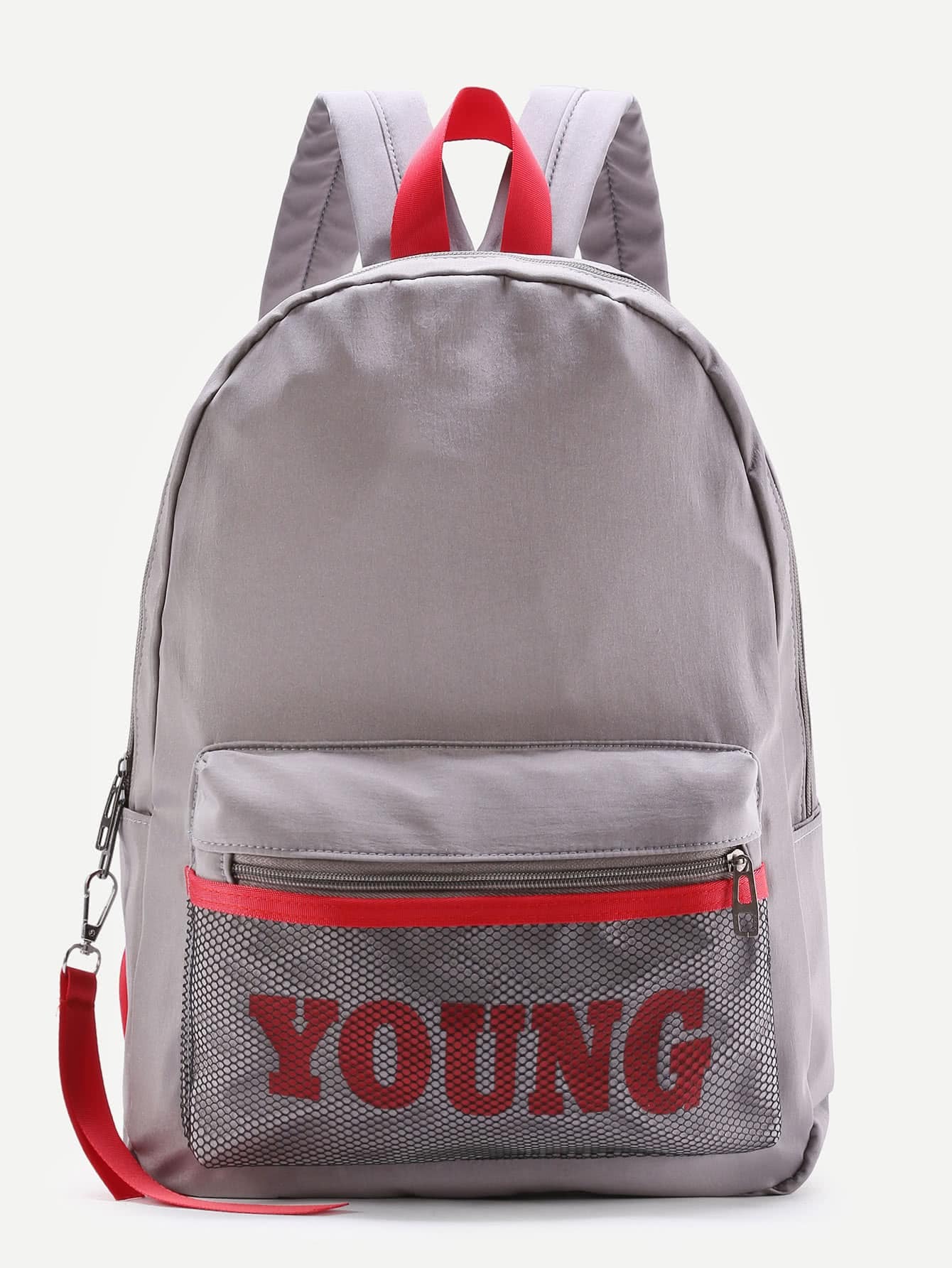 Mesh Pocket Design Canvas Backpack SheIn(Sheinside)