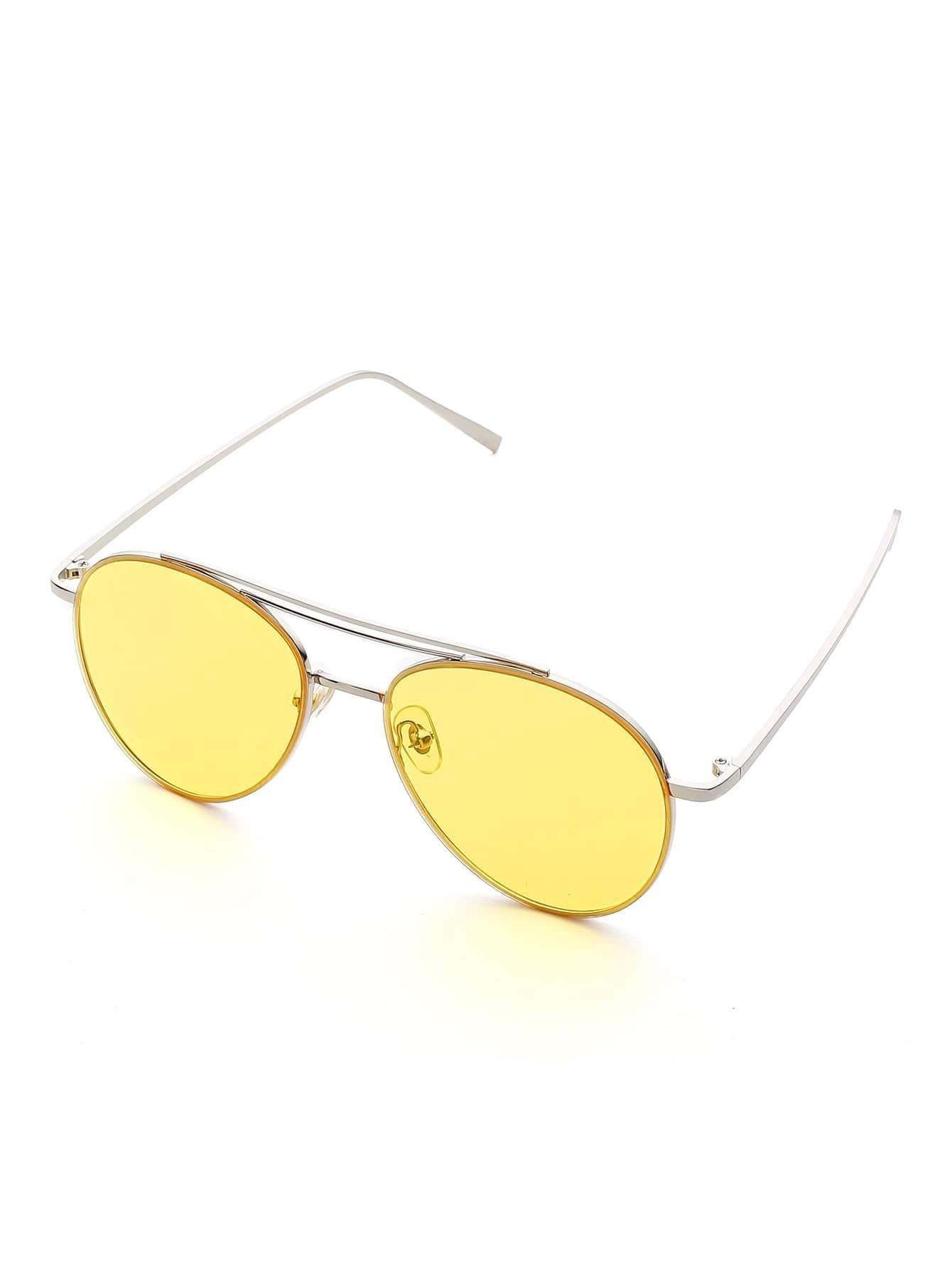 Contrast Top Bar Aviator Sunglasses SheIn(Sheinside)