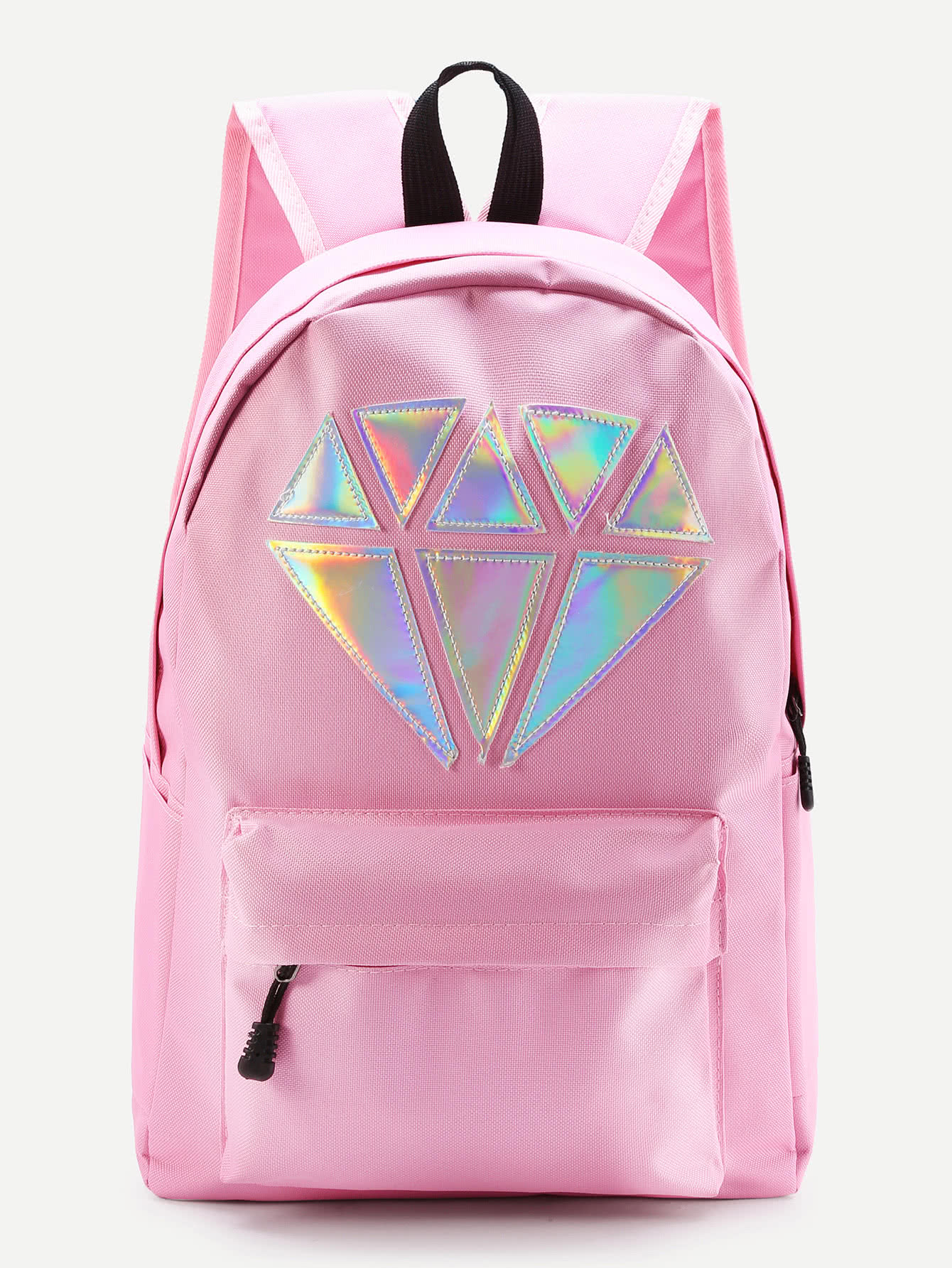 Metallic Diamond Patch Pocket Front Backpack SheIn(Sheinside)