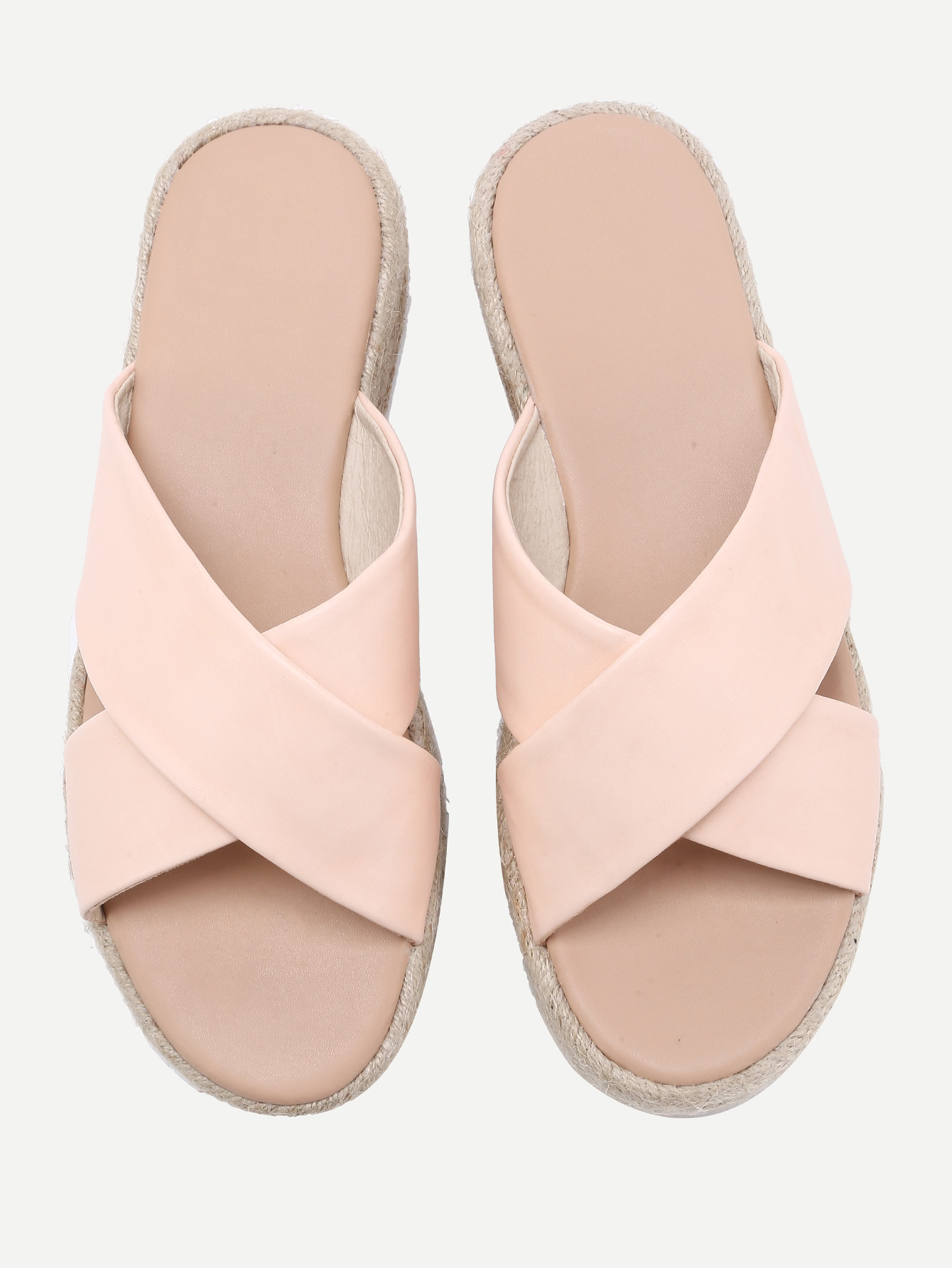 white cross strap sliders