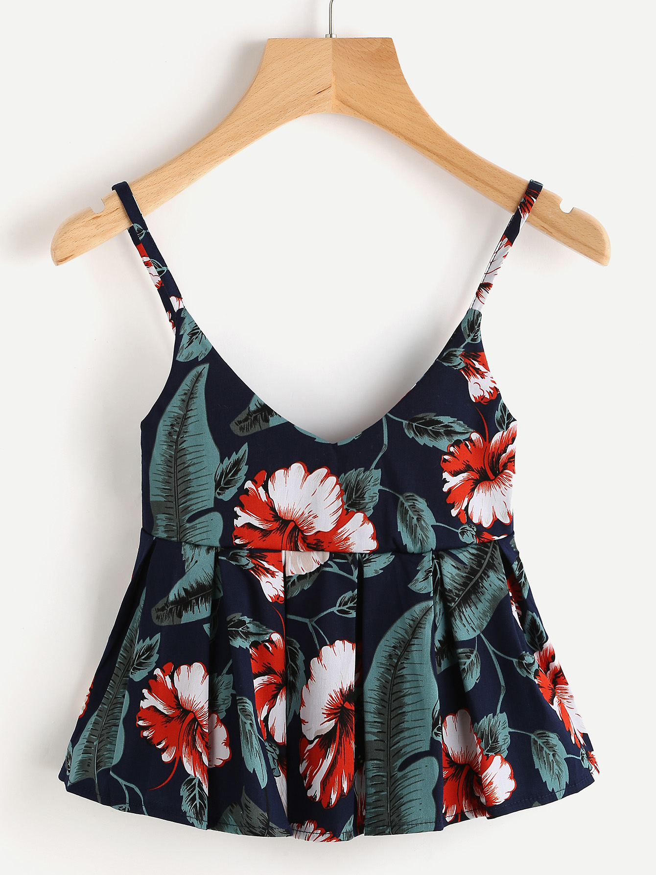 Floral Print Peplum Cami Top SheIn(Sheinside)