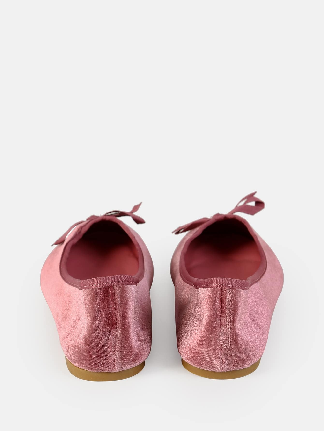 Velvet Bow Ballet Flats DARK MAUVE SheIn(Sheinside)