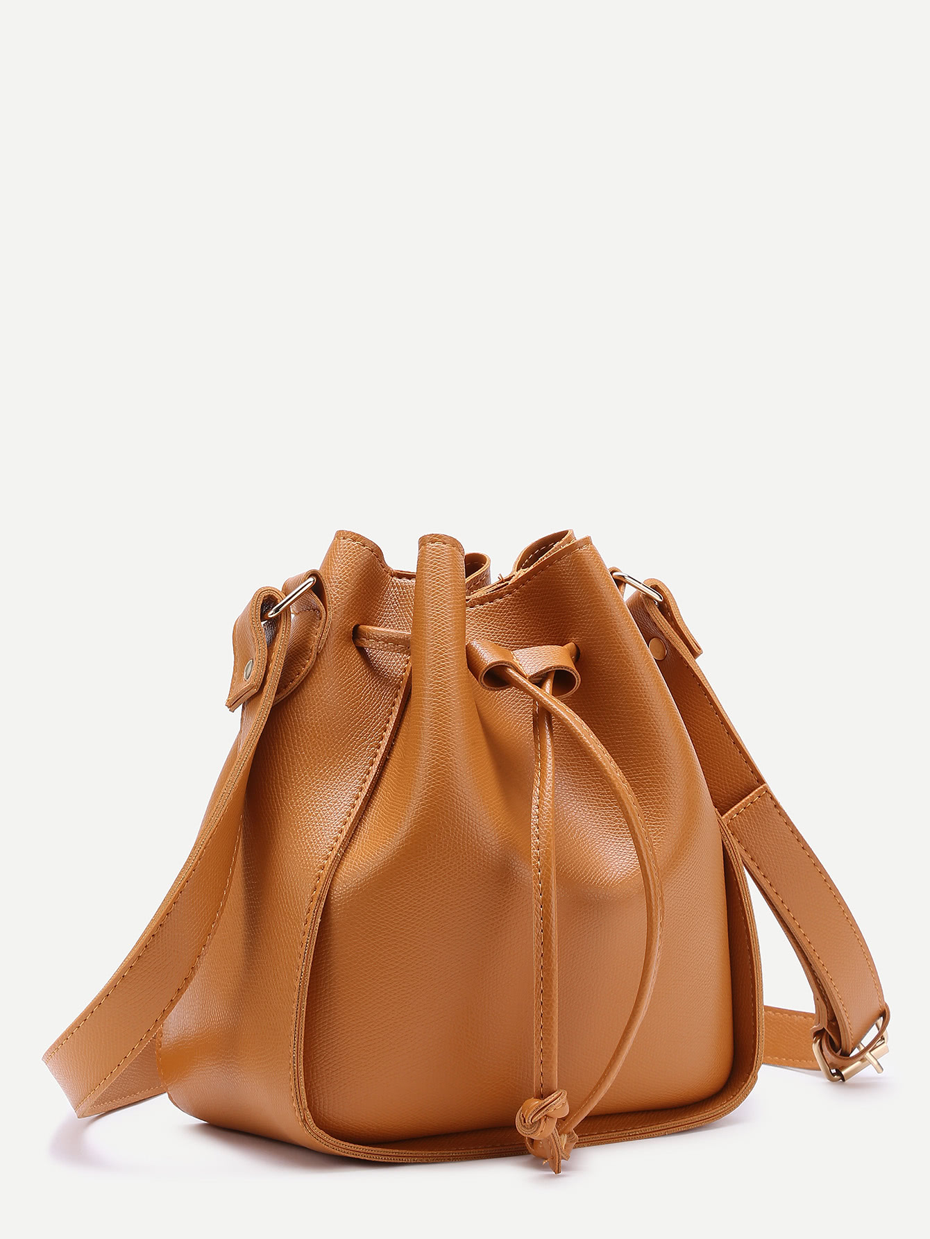 Drawstring PU Bucket Bag SheIn(Sheinside)