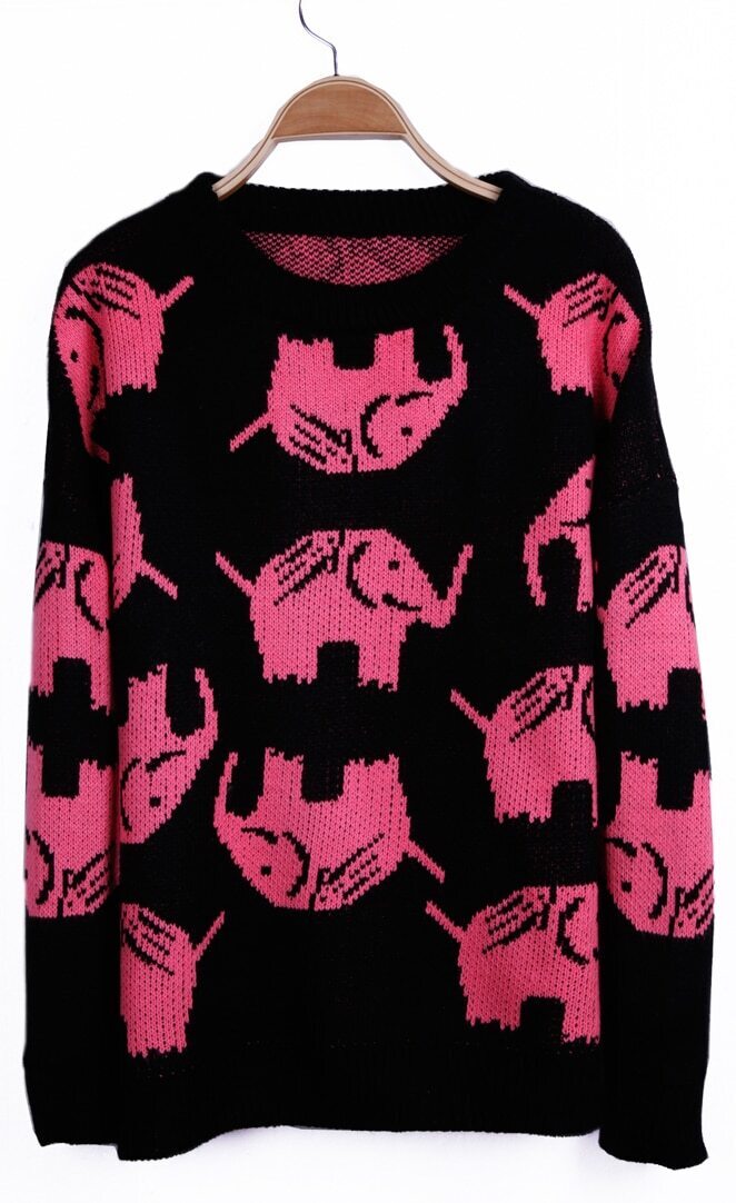 Pink Elephant Pattern | pink elephant pattern long sleeve pullover sweater shein Pink Elephant Pattern | pink elephant pattern long sleeve pullover sweater shein