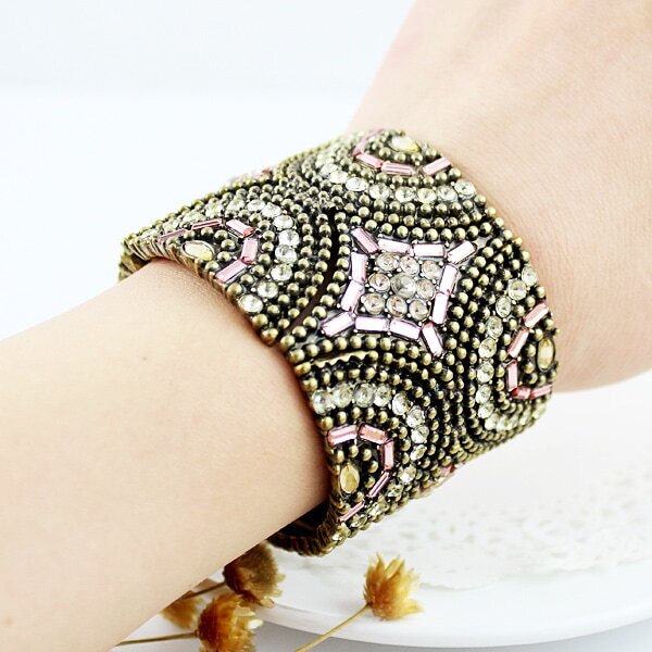Gold Crystal Bead Bracelet SheIn(Sheinside)