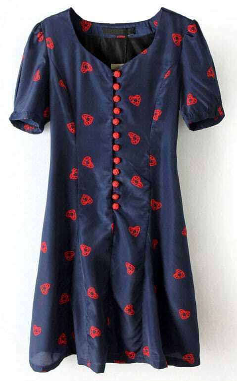 navy heart print dress