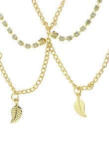 accessories hair shein leaves chain crystal gold headband