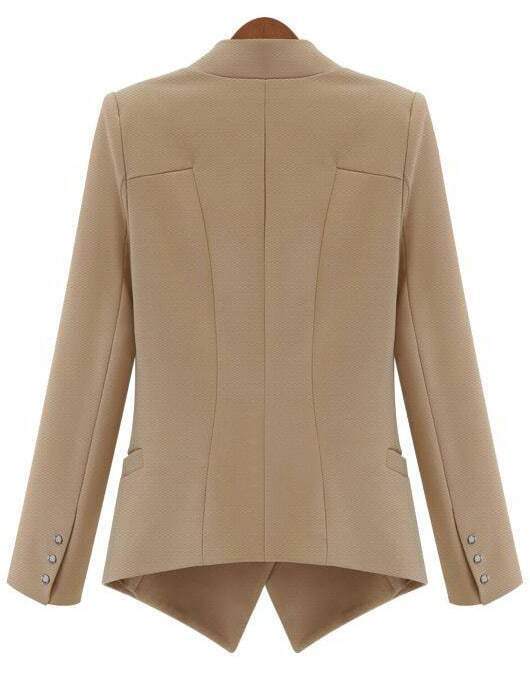 Apricot Lapel Long Sleeve Buttons Slim Blazer SheIn(Sheinside)