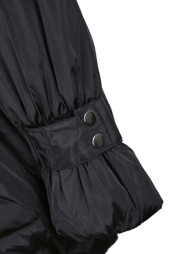 Black Fleece Wide Lapel Drawstring Waist Hood Coat SheIn(Sheinside)