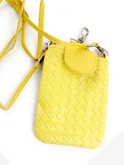 Yellow PU Leather Braided Clutch Bag