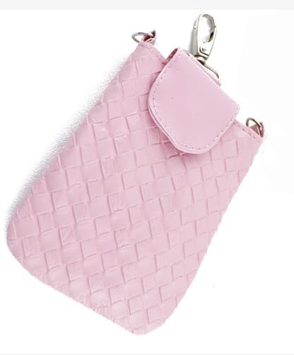 Pink PU Leather Braided Clutch Bag