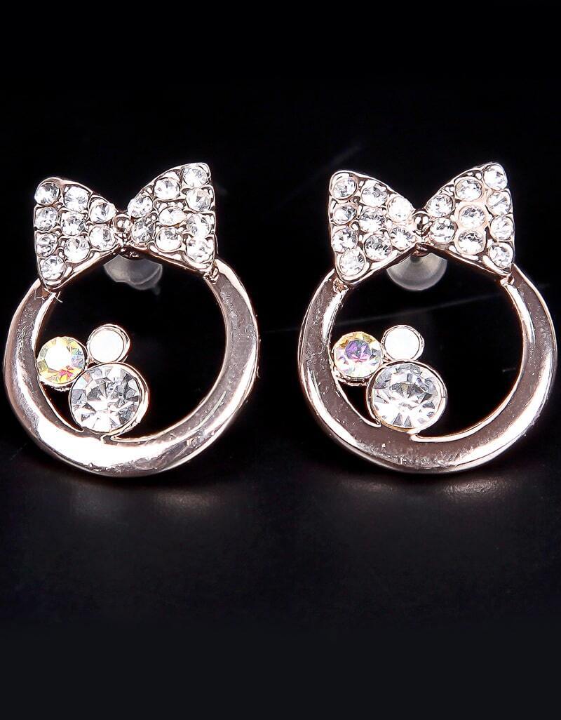 Gold Diamond Bow Earring SheIn(Sheinside)