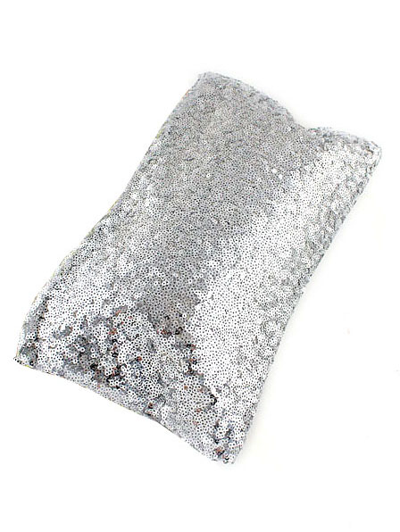 Silver Sequined Zipper Clutch Bag