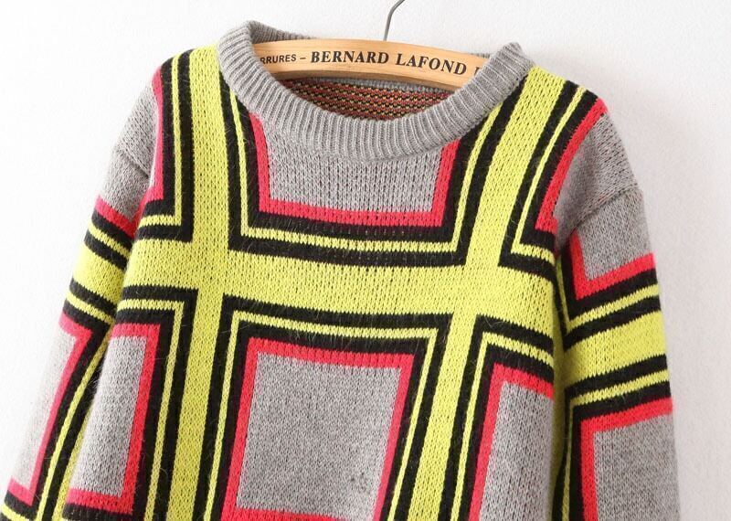 plaid knit sweater