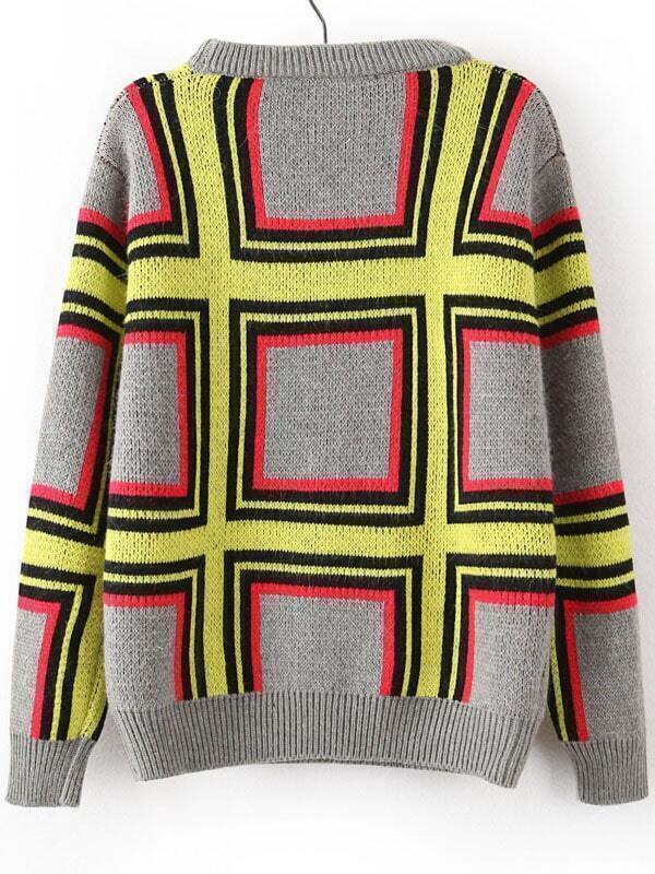 plaid knit sweater