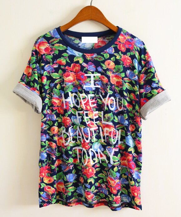 Pattern Flower Shirt | navy short sleeve floral pattern t shirt shein sheinside Pattern Flower Shirt | navy short sleeve floral pattern t shirt shein sheinside