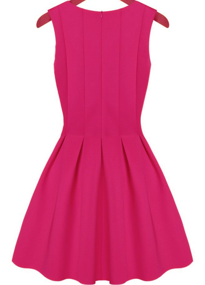pink round neck sleeveless pleated flare dress shein merry christmas pictures to color