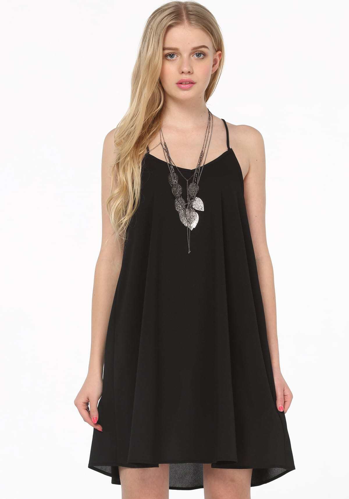 Spagetti strap black chiffon dress