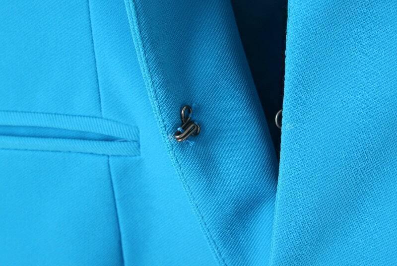 Blue Shoulder Pads Long Sleeve Fitted Blazer SheIn(Sheinside)