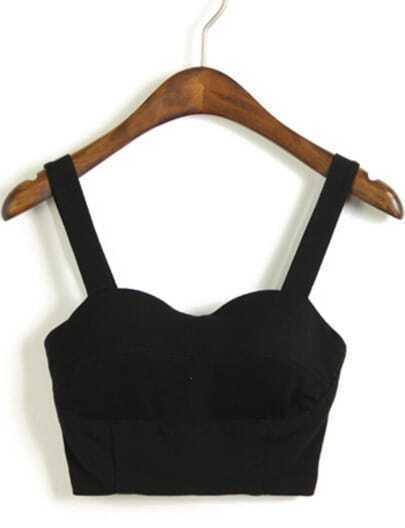 black elastic crop top