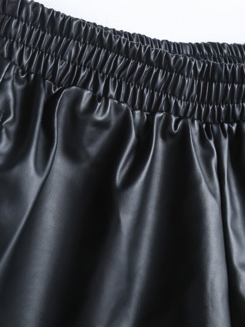 Black Elastic Waist PU Leather Shorts SheIn(Sheinside)