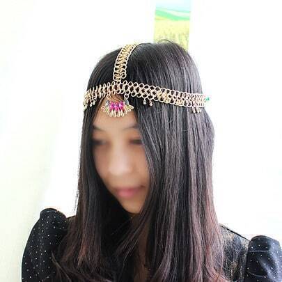 hair accessories shein gemstone chain gold hoop