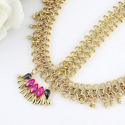 hair gold accessories gemstone chain shein hoop sheinside