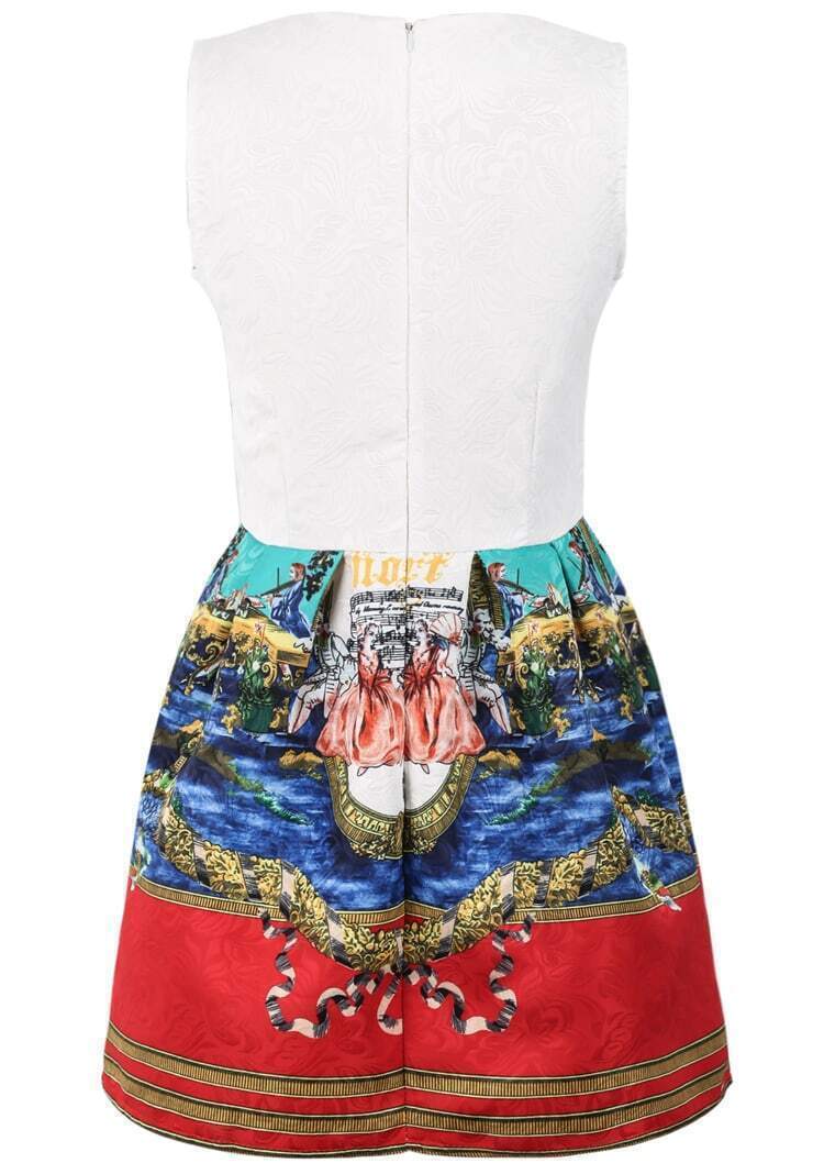 vintage tribal print hollow out sleeveless casual dress