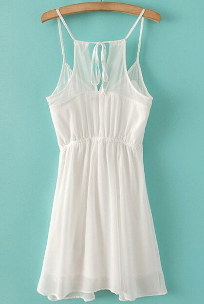 white spaghetti strap slip dress